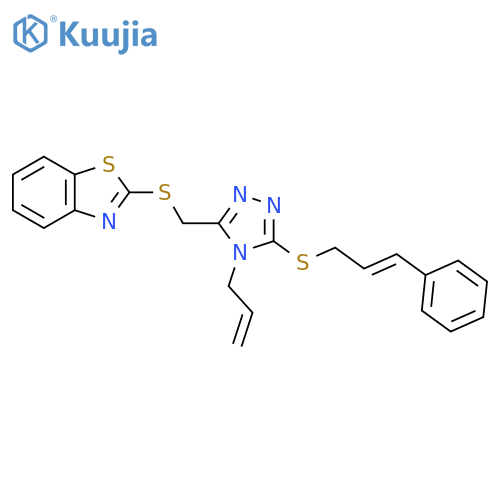 (E)-2-(((4-allyl-5-(cinnamylthio)-4H-1,2,4-triazol-3-yl)methyl)thio)benzo[d]thiazole structure