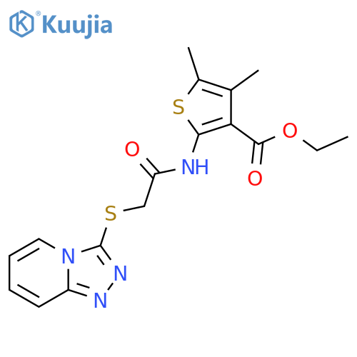 ethyl 4,5-dimethyl-2-(2-{1,2,4triazolo4,3-apyridin-3-ylsulfanyl}acetamido)thiophene-3-carboxylate structure