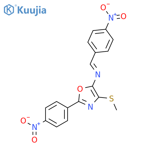 5-Oxazolamine,4-(methylthio)-2-(4-nitrophenyl)-N-[(4-nitrophenyl)methylene]- structure