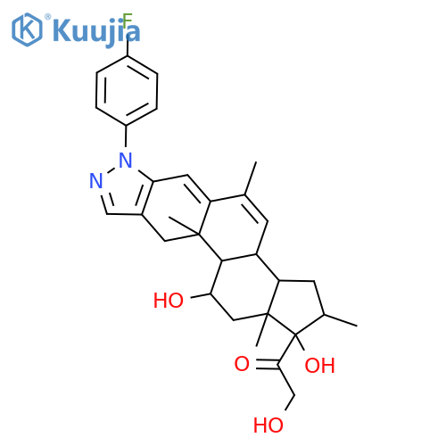 1-[(1R,2S)-7-(4-fluorophenyl)-1,11-dihydroxy-2,5,10a,12a-tetramethyl-1,2,3,3a,3b,7,10,10a,10b,11,12,12a-dodecahydrocyclopenta[5,6]naphtho[1,2-f]indazol-1-yl]-2-hydroxyethanone structure