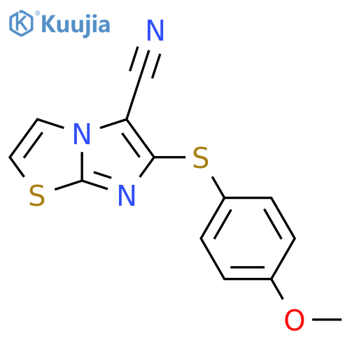 Imidazo[2,1-b]thiazole-5-carbonitrile, 6-[(4-methoxyphenyl)thio]- structure