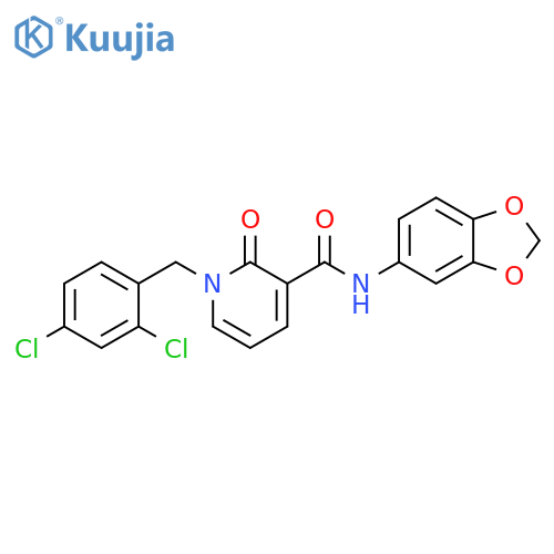 N-(2H-1,3-benzodioxol-5-yl)-1-[(2,4-dichlorophenyl)methyl]-2-oxo-1,2-dihydropyridine-3-carboxamide structure