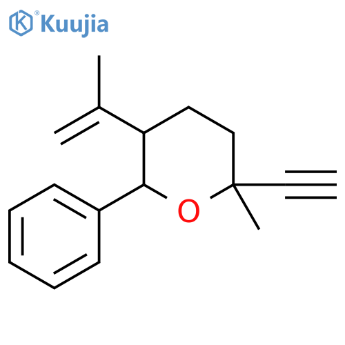 2-ethynyl-2-methyl-6-phenyl-5-(prop-1-en-2-yl)tetrahydro-2H-pyran structure