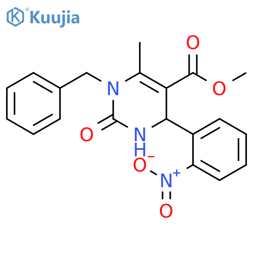 methyl 1-benzyl-6-methyl-4-(2-nitrophenyl)-2-oxo-1,2,3,4-tetrahydropyrimidine-5-carboxylate structure