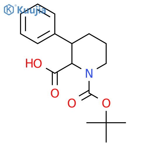 1-[(tert-butoxy)carbonyl]-3-phenylpiperidine-2-carboxylic acid structure