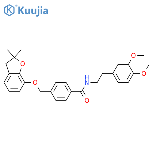 N-2-(3,4-dimethoxyphenyl)ethyl-4-{(2,2-dimethyl-2,3-dihydro-1-benzofuran-7-yl)oxymethyl}benzamide structure