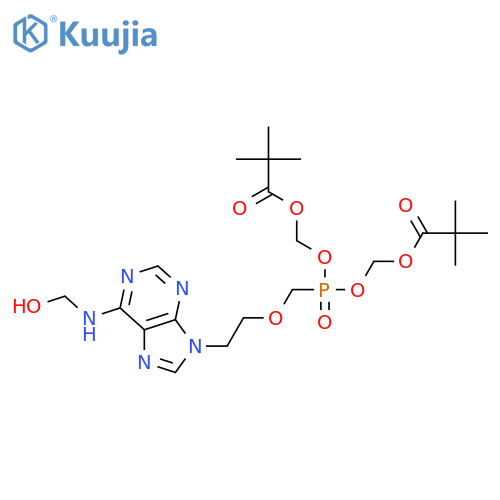 9-[2-({bis[(pivaloyloxy)methoxy]phosphinyl}methoxy)ethyl]-6-[(hydroxymethyl)amino]purine structure