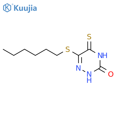 1,2,4-Triazin-3(2H)-one,6-(hexylthio)-4,5-dihydro-5-thioxo- structure