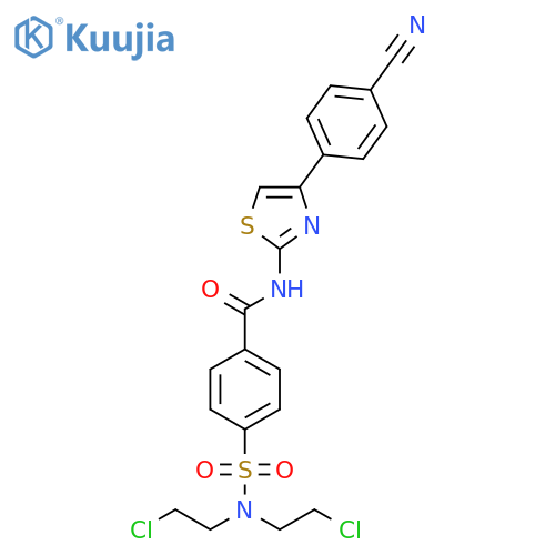 4-bis(2-chloroethyl)sulfamoyl-N-4-(4-cyanophenyl)-1,3-thiazol-2-ylbenzamide structure