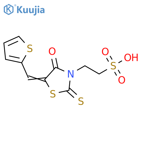 2-(5E)-4-oxo-2-sulfanylidene-5-(thiophen-2-yl)methylidene-1,3-thiazolidin-3-ylethane-1-sulfonic acid structure