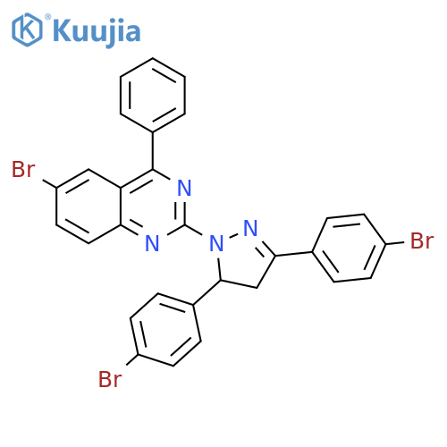 2-3,5-bis(4-bromophenyl)-4,5-dihydro-1H-pyrazol-1-yl-6-bromo-4-phenylquinazoline structure