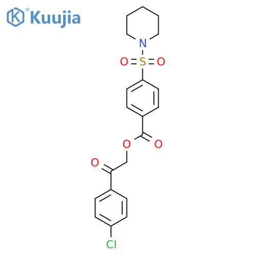 2-(4-chlorophenyl)-2-oxoethyl 4-(piperidine-1-sulfonyl)benzoate structure