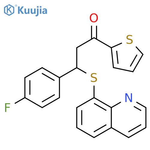 3-(4-fluorophenyl)-3-(quinolin-8-ylsulfanyl)-1-(thiophen-2-yl)propan-1-one structure