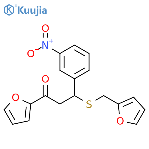 1-(furan-2-yl)-3-{(furan-2-yl)methylsulfanyl}-3-(3-nitrophenyl)propan-1-one structure