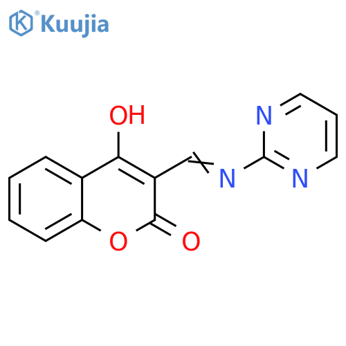 4-hydroxy-3-(1E)-(pyrimidin-2-yl)iminomethyl-2H-chromen-2-one structure