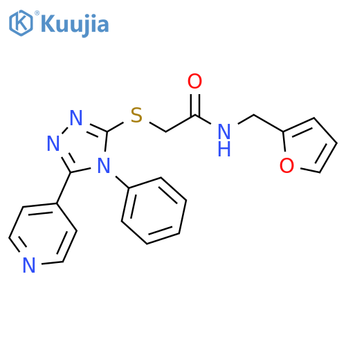 N-(furan-2-yl)methyl-2-{4-phenyl-5-(pyridin-4-yl)-4H-1,2,4-triazol-3-ylsulfanyl}acetamide structure