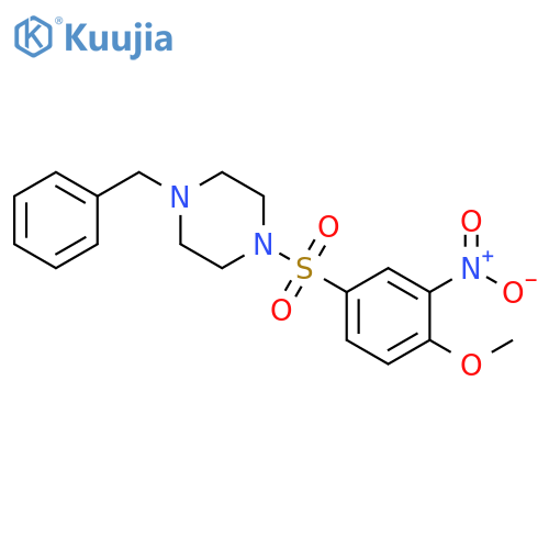 1-benzyl-4-(4-methoxy-3-nitrobenzenesulfonyl)piperazine structure
