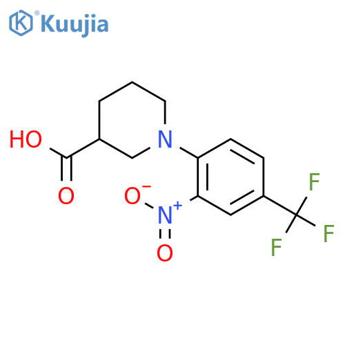 1-2-nitro-4-(trifluoromethyl)phenylpiperidine-3-carboxylic acid structure