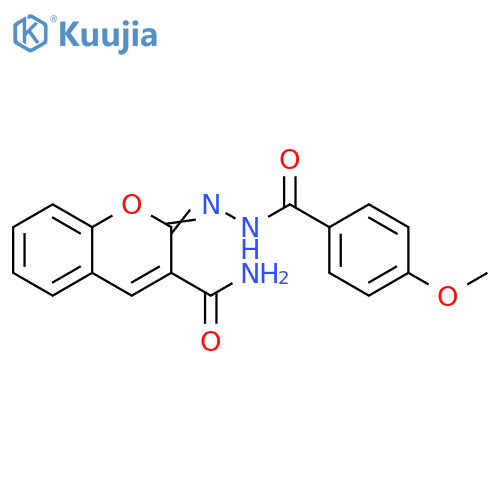 (2Z)-2-{(4-methoxyphenyl)formamidoimino}-2H-chromene-3-carboxamide structure
