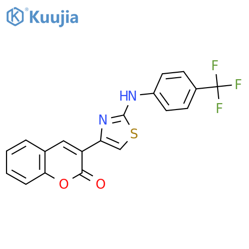 3-(2-{4-(trifluoromethyl)phenylamino}-1,3-thiazol-4-yl)-2H-chromen-2-one structure