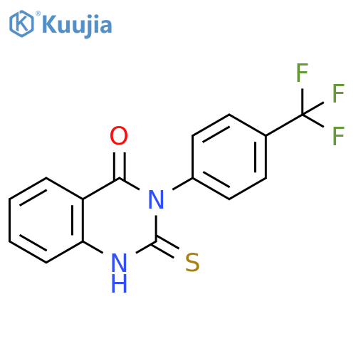 2-sulfanylidene-3-4-(trifluoromethyl)phenyl-1,2,3,4-tetrahydroquinazolin-4-one structure