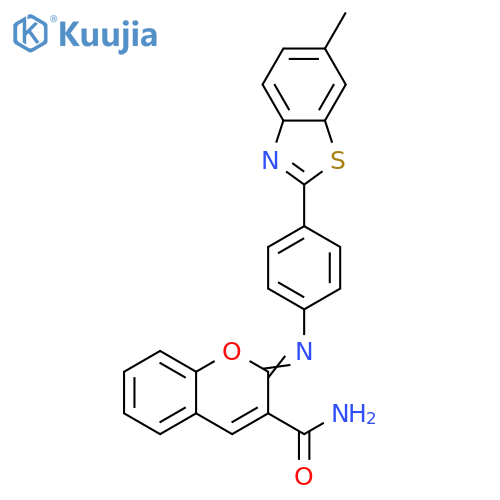 (2Z)-2-{4-(6-methyl-1,3-benzothiazol-2-yl)phenylimino}-2H-chromene-3-carboxamide structure