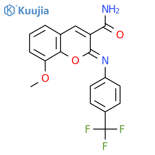 (2Z)-8-methoxy-2-{4-(trifluoromethyl)phenylimino}-2H-chromene-3-carboxamide structure