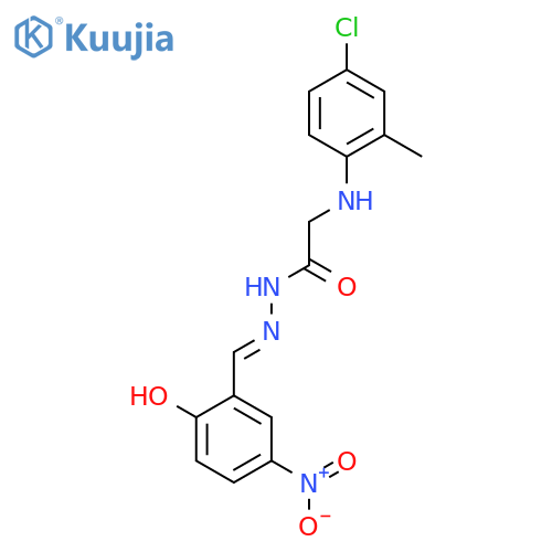 2-[(4-chloro-2-methylphenyl)amino]-N'-[(1E)-(2-hydroxy-5-nitrophenyl)methylidene]acetohydrazide structure