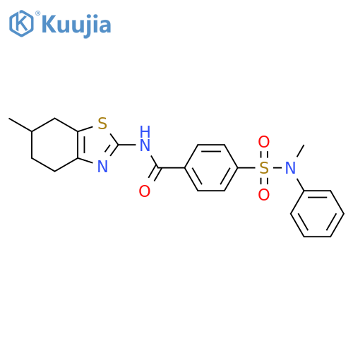 4-[methyl(phenyl)sulfamoyl]-N-(6-methyl-4,5,6,7-tetrahydro-1,3-benzothiazol-2-yl)benzamide structure