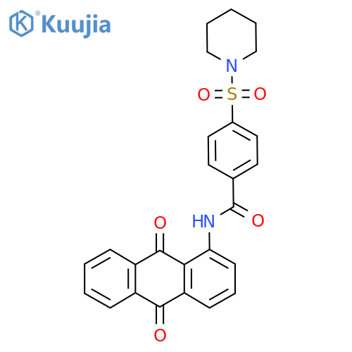 N-(9,10-dioxo-9,10-dihydroanthracen-1-yl)-4-(piperidine-1-sulfonyl)benzamide structure