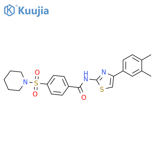 N-4-(3,4-dimethylphenyl)-1,3-thiazol-2-yl-4-(piperidine-1-sulfonyl)benzamide structure