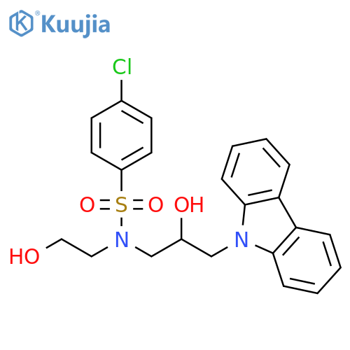 N-3-(9H-carbazol-9-yl)-2-hydroxypropyl-4-chloro-N-(2-hydroxyethyl)benzene-1-sulfonamide structure