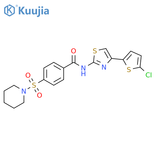N-4-(5-chlorothiophen-2-yl)-1,3-thiazol-2-yl-4-(piperidine-1-sulfonyl)benzamide structure