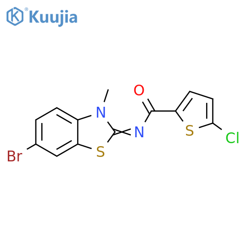 N-(2E)-6-bromo-3-methyl-2,3-dihydro-1,3-benzothiazol-2-ylidene-5-chlorothiophene-2-carboxamide structure