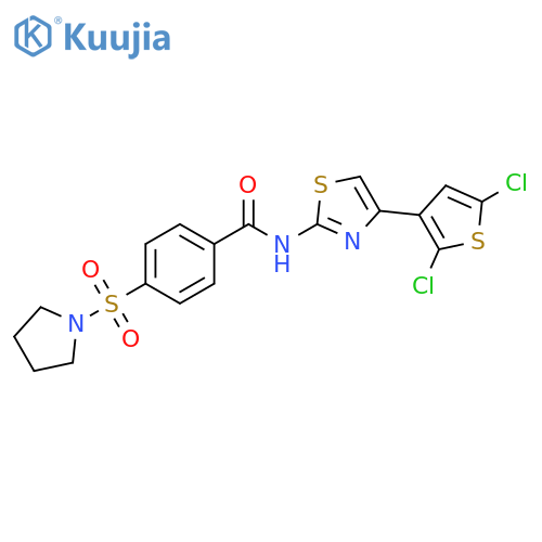 N-[4-(2,5-dichlorothiophen-3-yl)-1,3-thiazol-2-yl]-4-(pyrrolidine-1-sulfonyl)benzamide structure