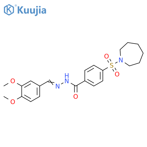4-(azepane-1-sulfonyl)-N'-(1E)-(3,4-dimethoxyphenyl)methylidenebenzohydrazide structure