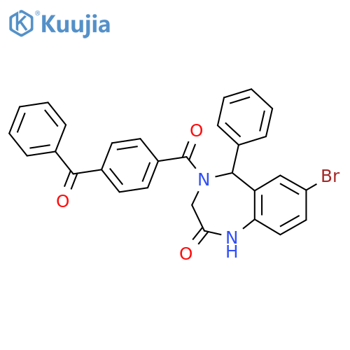 4-(4-benzoylbenzoyl)-7-bromo-5-phenyl-2,3,4,5-tetrahydro-1H-1,4-benzodiazepin-2-one structure