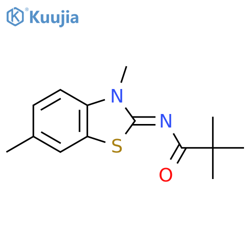 N-(2E)-3,6-dimethyl-2,3-dihydro-1,3-benzothiazol-2-ylidene-2,2-dimethylpropanamide structure