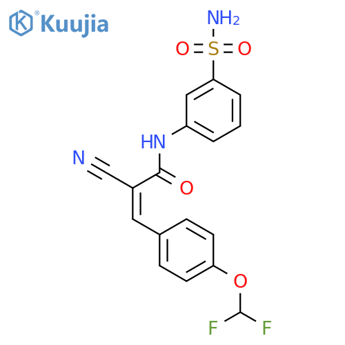 (Z)-2-Cyano-3-[4-(difluoromethoxy)phenyl]-N-(3-sulfamoylphenyl)prop-2-enamide structure