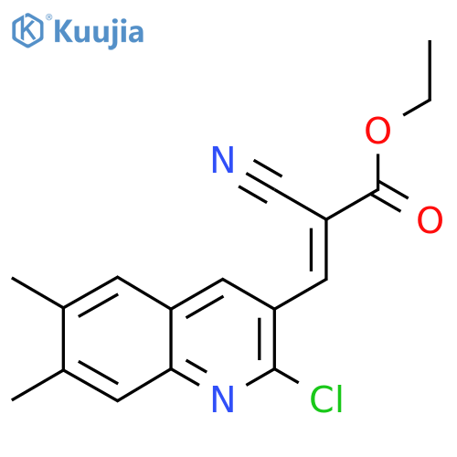 Ethyl 3-(2-chloro-6,7-dimethylquinolin-3-yl)-2-cyanoprop-2-enoate structure