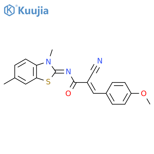 2-cyano-N-(3,6-dimethyl-2,3-dihydro-1,3-benzothiazol-2-ylidene)-3-(4-methoxyphenyl)prop-2-enamide structure
