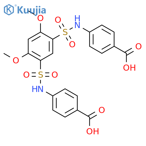 4-{5-(4-carboxyphenyl)sulfamoyl-2,4-dimethoxybenzenesulfonamido}benzoic acid structure