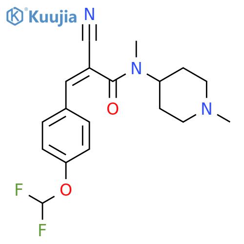 2-cyano-3-[4-(difluoromethoxy)phenyl]-N-methyl-N-(1-methylpiperidin-4-yl)prop-2-enamide structure