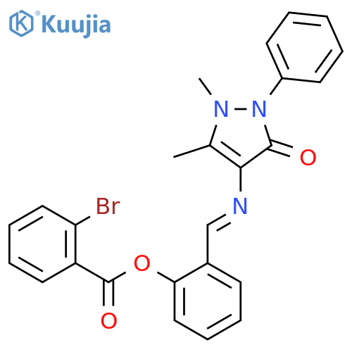 2-(1E)-(1,5-dimethyl-3-oxo-2-phenyl-2,3-dihydro-1H-pyrazol-4-yl)iminomethylphenyl 2-bromobenzoate structure