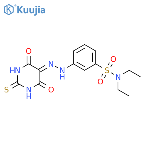 3-2-(4,6-dioxo-2-sulfanylidene-1,3-diazinan-5-ylidene)hydrazin-1-yl-N,N-diethylbenzene-1-sulfonamide structure