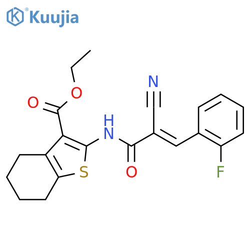 ethyl 2-(2E)-2-cyano-3-(2-fluorophenyl)prop-2-enamido-4,5,6,7-tetrahydro-1-benzothiophene-3-carboxylate structure