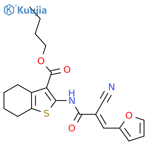 butyl 2-(2E)-2-cyano-3-(furan-2-yl)prop-2-enamido-4,5,6,7-tetrahydro-1-benzothiophene-3-carboxylate structure