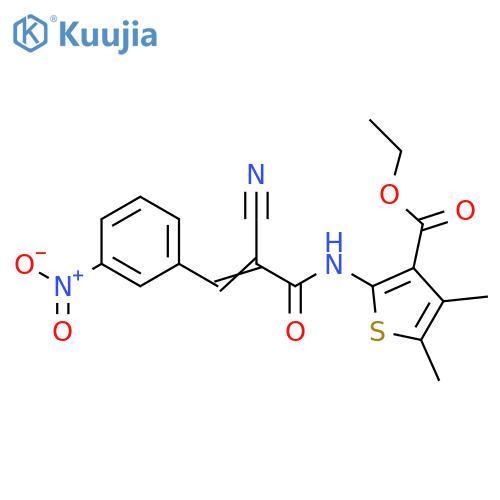 ethyl 2-(2E)-2-cyano-3-(3-nitrophenyl)prop-2-enamido-4,5-dimethylthiophene-3-carboxylate structure
