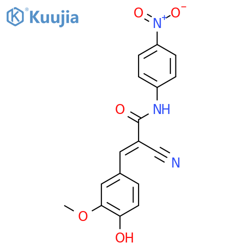 (2E)-2-cyano-3-(4-hydroxy-3-methoxyphenyl)-N-(4-nitrophenyl)prop-2-enamide structure