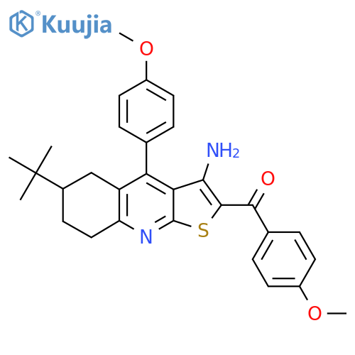6-tert-Butyl-2-(4-methoxybenzoyl)-4-(4-methoxyphenyl)-5H,6H,7H,8H-thieno[2,3-b]quinolin-3-amine structure